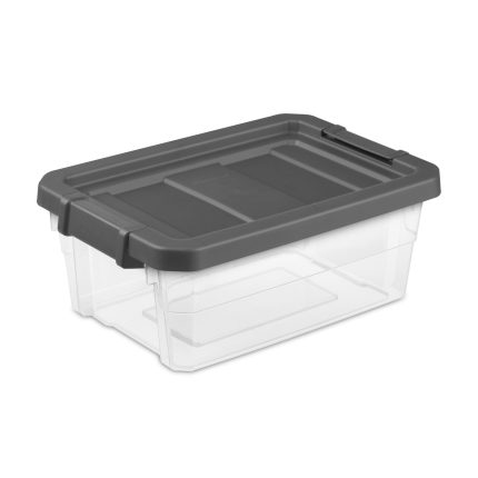 Sterilite 16 Qt. Stacker Box Plastic, Flat Gray