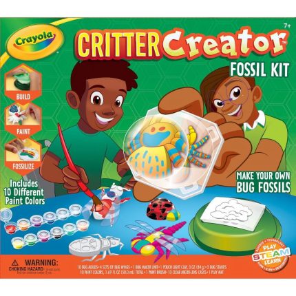 Crayola Metallic Clay Art Kit with Paints, Holiday Gifts for Kids, Fossil Molds, Bug Toys, Craft Set, Ages 7+